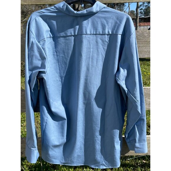 Bulwark Mens Size XL FR Blue Long-Sleeve Work Shirt With Dual Chest Pockets Cert - Picture 3 of 8